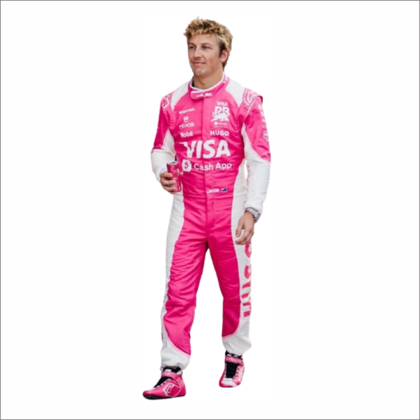 2025 Liam Lawson Visa Cash App F1 Racing Suit Pink