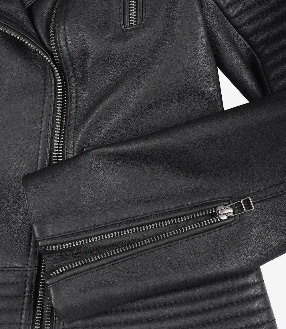 Black Women's Leather Biker Jacket