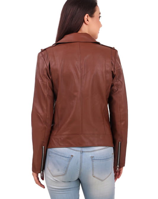 Leather Biker Jacket with Zipped Pocket