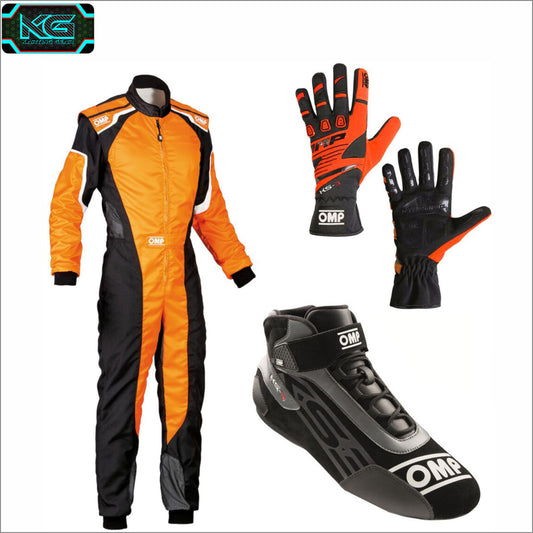 OMP Ks-3 Kart Race Suit, Shoes, Gloves Orange/Black