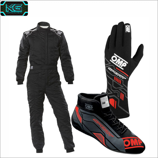 OMP Kart Race Suit, Shoes, Gloves Black
