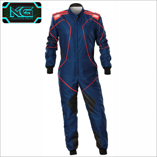 OMP KS-3X Art FIA 8877-2022 Kart Racing Suit Navy Red